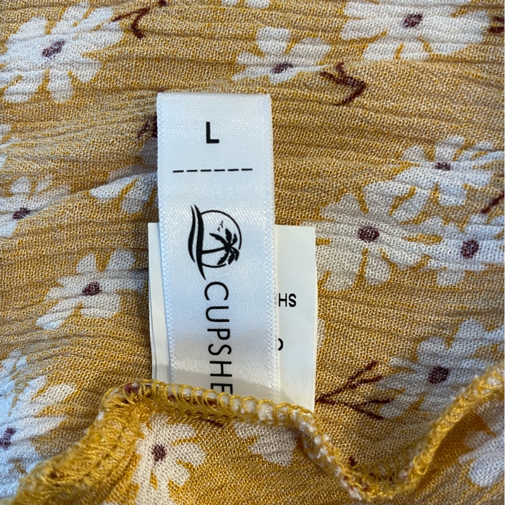 Cupshe Frances Yellow Daisy Floral Smocked Cottagecore Dress EUC - Picture 11 of 12